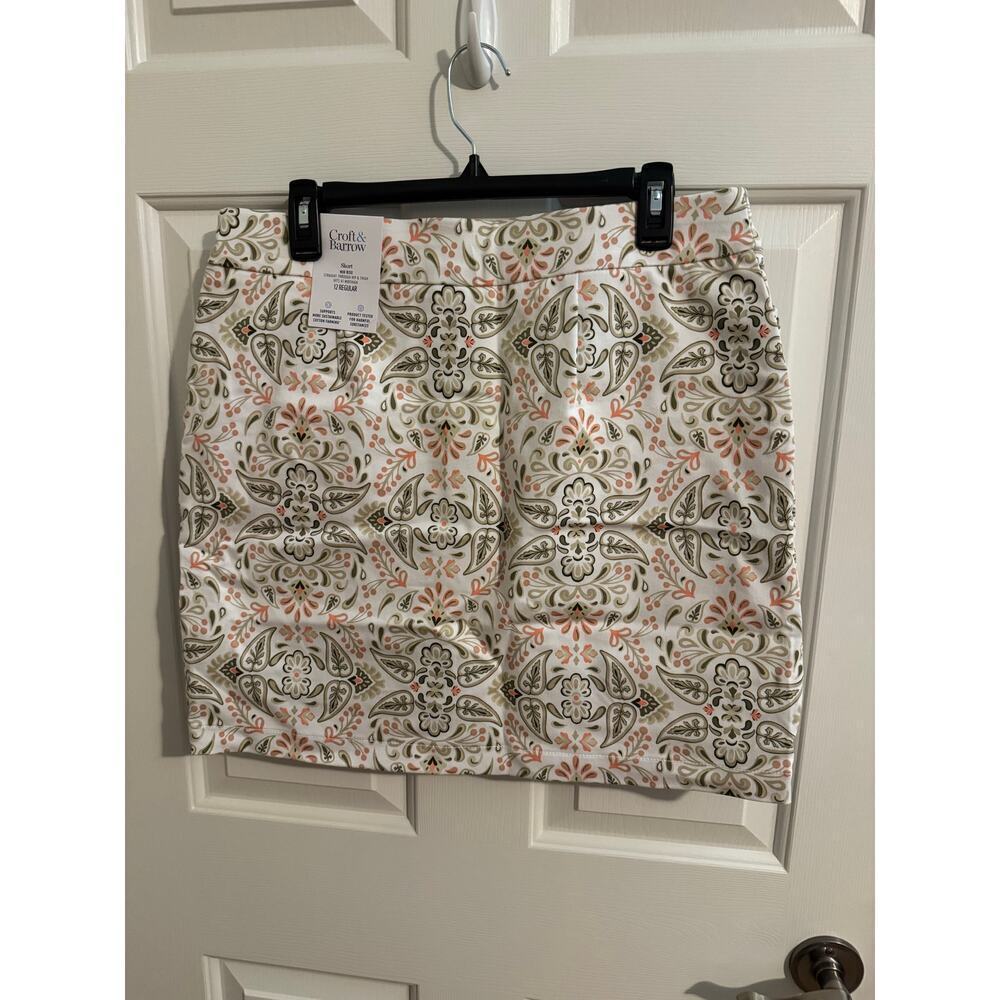 Croft and Barrow New Effortless Mid Rise Stretch Skort Tan Green Tile Size 12 - Picture 5 of 7
